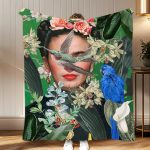 klassikaline kunstnik Frida Kahlo Pehme korallpunane fliisist tekk 310 gsm Kohev soe tekk diivanile voodile diivanile magamistoa kaunistuseks 75x100cm black
