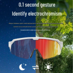2026 Nutika žestikontrolli ja elektrokroomse funktsiooniga Bluetooth-spordiprillid: 0,1-sekundiline v&auml;rvimuutus rattas&otilde;iduks, m&auml;gironimiseks ja matkamiseks Black Frame + Electrochromic Orange