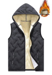 Meeste kapuutsiga lambavillane vest - Paksustatud, Suur suurus, Vabaaja soe vest s&uuml;giseks/talveks XXXL beige