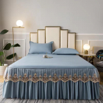 3 tk komplekt toorpuuvillane pehme vooditekk, romantika tolmukaitsega voodi, tikandid pitsi&auml;&auml;rega voodiseelik 2 tk padjap&uuml;&uuml;riga 3pcs Set 120x200cm