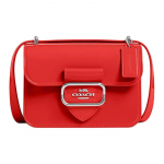 COACH Morgan Jelly 18 Metallist Logo Kl&otilde;pskinnitusega Ruudukujuline Jelly &Otilde;la-Crossbody Kott V&auml;ike Naiste H&otilde;bedane Miami Punasega h&otilde;be