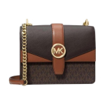 MICHAEL KORS Greenwich Greenwich Kuldne Riistvara Kunstnahast &Otilde;lakott V&auml;ike Naiste Tume Pruun + Must + Veisenahast Pruun must