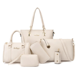 Uus Euroopa ja Ameerika Mood Kuueosaline Komplekt Emapagas, Suure Mahutavusega &Uuml;he &Otilde;la Kandes Crossbody Kott white