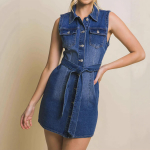 Denim Kleit Naistele Veniv Varrukateta Nuppudega Vabaaja Kraega P&otilde;lvest &Uuml;le L&uuml;hikesed Jean Kleidi Komplektid Taskutega Naiste S&auml;rk Denim Kleidi Komplektid S sinine