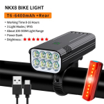 10000mAh 6-8 LED Jalgratta Valgusti USB Laetav 3600 Luumenit Jalgratta Esituli Super Ere Taskulamp Eesmised ja Tagumised Tuled 6400mAh with Rear