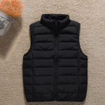 Naiste talvine kerge vest, kraega, lukuga, varrukateta, tepitud soe sulejope, paksendatud lahtise vestiga, l&uuml;hike tepitud jope 2XL must