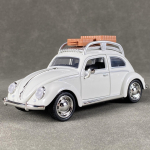 1:32 Volkswagen Beetle Reisiversioon Kompaktne sedaan Sulam Metall Valatud Mudelauto Heli ja Valgus T&otilde;mba Tagasi Kogumisobjektid Hobi Poiss valge