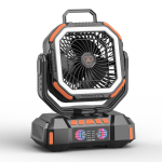 Kaasaskantav telkimisventilaator 40000 mAh akuga, laetav telkimisventilaator puldi ja LED-valgustiga, 4 kiirusega tugev &otilde;huvool ja 3 CCT valgust oranž