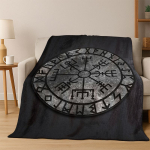 Viikingi S&otilde;dalaneS&uuml;mbol Valknut P&otilde;hjamaade Valhalla Flanellitekk Pehme Soe Visketekk Magamistoa Elutoa Voodi Reisi Telkimise jaoks Size: 130*170cm, Weight: 320 GSM gray