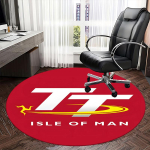 TT Isle of Man, Mootorrattav&otilde;istluse Toolimatt &Uuml;mmargune Vaip - Kontorivaip, Masinpestav, Libisemisvastane, Sobib Elutubadesse, Magamistubadesse, Esikutesse 120cm by 120cm red