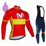 Movistar Talvine Soe Termiline Fliisikomplekt Jalgrattariided Jalgrattas&auml;rk Spordiriided Hispaania MTB Rattariided Maillot Ciclismo Hombre XXL