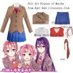 M&auml;ng Doki Literature Club Natsuki Cosplay Sayori Yuri Monika Cosplay Kost&uuml;&uuml;m Parukas Komplekt Koolivorm T&uuml;druk Naiste Kost&uuml;&uuml;mid M pruun