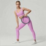 Naiste 2-osaline pits&auml;&auml;rega joogakomplekt Racerback polsterdatud spordirinnahoidja K&otilde;rge v&ouml;&ouml;kohaga lainelised retuusid J&otilde;usaal Pilates Fitness treeningkost&uuml;&uuml;m Streetwear S