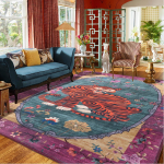 Ameerika stiilis retro džungli loomadega elutoa vaip libisemisvastane pestav s&ouml;&ouml;gitoa vaip lihtne puhastada pehme kohvilauad matt 2.6x3.9ft(80x120cm)
