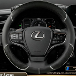 Nahast autojuhtimiskangi kate Lexus UX250h ES350 IX 600 CT200h ES IS RX NX 300h 400H IX570 RX400h IS460 IS400 RX450h jaoks White round