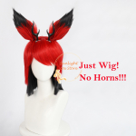 Hotell Alastor Cosplay Parukas Punane Must L&uuml;hikesed Parukad Alastor Anime Parukas K&otilde;rvad Kuumakindel S&uuml;nteetiline Juuksed Halloweeni Parukad + Parukakate One Size red