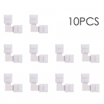 L-kujuline 4 tihvtiga RGB LED-riba pistik kiirjagaja 10 pakk valget valge