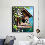 Huacani ristpistes tikkimiskomplektid 14CT linnumaja puuvillase niidi maalimine isetegemise n&auml;put&ouml;&ouml; DMC uusaasta kodukaunistus 40*50 CM