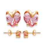 Les Tr&eacute;sors De Lily [D7235] - Boucles plaqu&eacute; or 'Coeur R&eacute;v&eacute;rence' Rose dor&eacute; - 6x6 mm Heleroosa