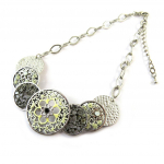 NOA [G0511] - Collier Cr&eacute;ateur 'Paquerettes' beige gris argent&eacute; hall