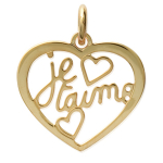 Les Tr&eacute;sors De Lily [H6194] - Pendentif Plaqu&eacute; Or 'Je t'aime' dor&eacute; - 20x20 mm kuld