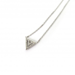 Les Tr&eacute;sors De Lily [M7600] - Collier Argent 'Sissi' blanc (triangle) rhodi&eacute; - 11x10 mm h&otilde;be