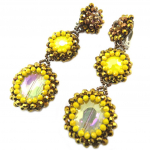 Lily-Crystal [P3690] - Kuldkollased  Callas  k&auml;sit&ouml;&ouml;lised k&otilde;rvaklambrid - 10x3 cm kollane