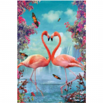 5D isetehtud teemantmaal, kaks flamingot, tikandid ristpistega kodukaunistusega k&auml;sitsi valmistatud kingitus 20X25CM