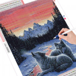 Teemantmaal Hunt Talvine Lumi Loom Teemanttikandid Full Square Mosaiic 20X30CM