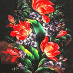 &uuml;mmargune Teemantmaaling punane lill Tikand Ristpistes Rhinestone Mosaic 30x30CM