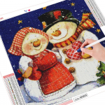 Full Drill Teemanttikandid J&otilde;ulude Lumememme K&auml;sit&ouml;&ouml;komplekt 3D DIY Teemantmaalimine Maastik Talvine n&auml;put&ouml;&ouml; Kodukaunistus Full Round （30x30CM）