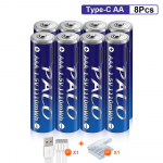 PALO 1,5 V AAA liitium-ioon aku 1110 mWh liitium-pol&uuml;meer USB laetav liitium-USB aku AAA + USB kaabel 8PCS