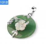 Lillede ja nostalgilise kristallist ripatsiga inkrusteeritud Ping'An klamber v&auml;ike poolv&auml;&auml;riskivi amet&uuml;stist ripats kaelakee green aventurine