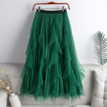 Qoothi ​​suvine pikk maxi seelik naiste FCute k&otilde;rge v&ouml;&ouml;kohaga plisseeritud Kawaii t&uuml;ll seelik v&otilde;rkmarli QT1240 One Size