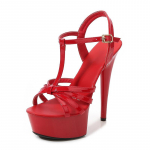 Modell Catwalk K&otilde;rged kontsad Stiletto Seksikad platvormsandaalid Naistele Suvised punased kristallist kingad Naiste sandaalid 35 punane