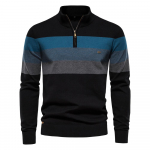 AIOPESON Meeste Patchwork Pullover Kampsun Puuvillane Casual T&otilde;mblukuga Mock Kaelusega kampsun meestele Uus talvemoodne soe kampsun meestele M 60-70 kg