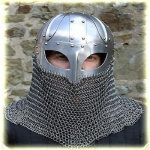 Viking Helmet Battle Armor 18G Terasest ja Chainmail Mask Kiiver H&otilde;bedane
