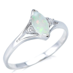 K&auml;sit&ouml;&ouml;h&otilde;bes&otilde;rmus 'Goddess Opal' H&otilde;bevalge (roodiumiga kaetud) - 9x4mm 54 valge