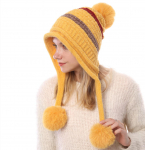 S&uuml;gistalvine pl&uuml;&uuml;sis soe kolme palliga kootud m&uuml;ts &Scaron;enill Pehmed naiste villased m&uuml;tsid OneSize kollane