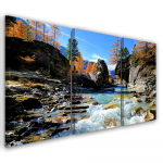 Kolmeosalise pildiga l&otilde;uenditr&uuml;kk Mountains Waterfall Rocks 60x40 sinine