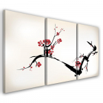 Kolmeosalise pildiga l&otilde;uendiprint Cherry Blossom Japan Natur 60x40 beež