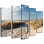 Viieosaline pildil&otilde;uenditr&uuml;kk Beach Sea Sand Nature 100x70 beež