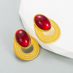 Naiste Retro N&otilde;eltega k&otilde;rvar&otilde;ngad Titaanist terassulamist ripatsk&otilde;rvar&otilde;ngad akr&uuml;&uuml;lvaigust ellipshelmestega geomeetrilised k&otilde;rvakaunistused OneSize punane