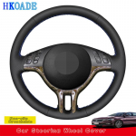 Kohandage DIY mikrokiust nahast auto roolikatet BMW 3. seeria E46 2000-2005 E53 X5 1999 5. seeria E39 jaoks White Thread