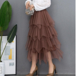 Elastne v&ouml;&ouml;kohaga t&uuml;llseelikud Naiste mood Elastne k&otilde;rge v&ouml;&ouml;kohaga v&otilde;rk Tutu seelik Peated Midi Seksikas t&uuml;drukute kleit XXL tume khaki v&auml;rv