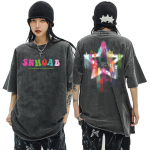 Ees ja taga tr&uuml;kitud t&auml;navar&otilde;ivad HipHop naiste T-s&auml;rk Puuvillahappega pestud vintage l&uuml;hikeste varrukatega T-s&auml;rk Harajuku Suured T-s&auml;rgid S must