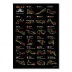 2022. aasta vormeli suur ajakava Kaart L&otilde;uendimaal F1 v&otilde;idus&otilde;iduautode v&otilde;idus&otilde;idurajakalendri plakat ja print elutoa kodukaunistus 20cm&times;40cm NoFrame