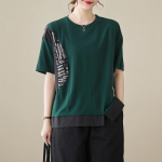 MOJTA Summer Plus Size Printing Top Tiksing T&auml;iesti sobiv T-s&auml;rk lahtine naiste pluus one size must
