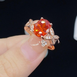 BELLA BOX uus imitatsioon kristalloranžist tsirkoonist vibu temperamendiga kerge ja luksuslik roosa kullaga avatud s&otilde;rmus naistele 17.3mm kuld
