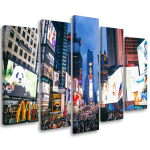 Viieosalise pildiga l&otilde;uendiprint New York Times Square 100x70 mitmev&auml;rviline